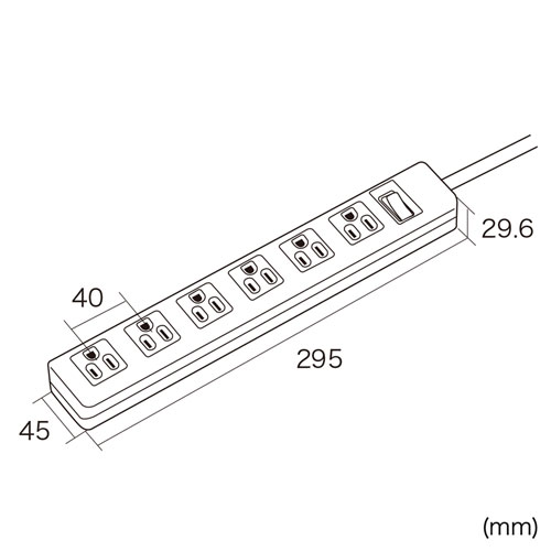 TAP-SH3650MGSW / 3P・6個口オートシャッター付き電源タップ（一括集中スイッチ・マグネット付き・5m）