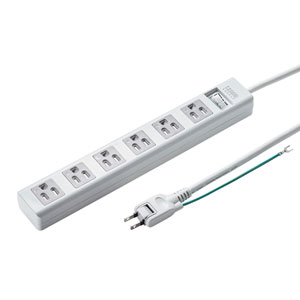 TAP-SH3625MGSW / 3P・6個口オートシャッター付き電源タップ(一括集中スイッチ・マグネット付き・2.5m)