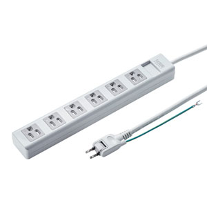 TAP-SH3625MG / 3P・6個口オートシャッター付き電源タップ(マグネット付き・2.5m)