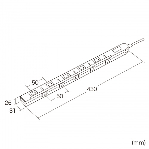 TAP-SLIM11-1BK / スリムタップ（2P・11個口・1m・ブラック）