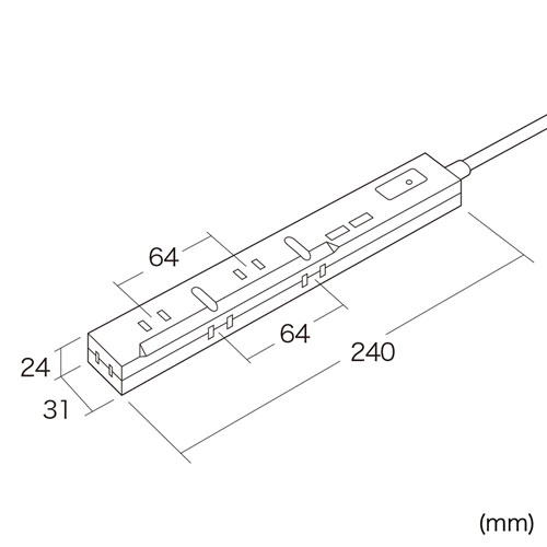 TAP-SLIM5U-3 / スリムタップUSB充電機能付き（2P・5個口・3m）