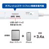 TAP-SLIM5U-3 USB充電機能付きスリムタップ(2P・5個口・3m) TAP-SLIM5U-3 / USB充電機能付きスリムタップ(2P・5個口・3m)