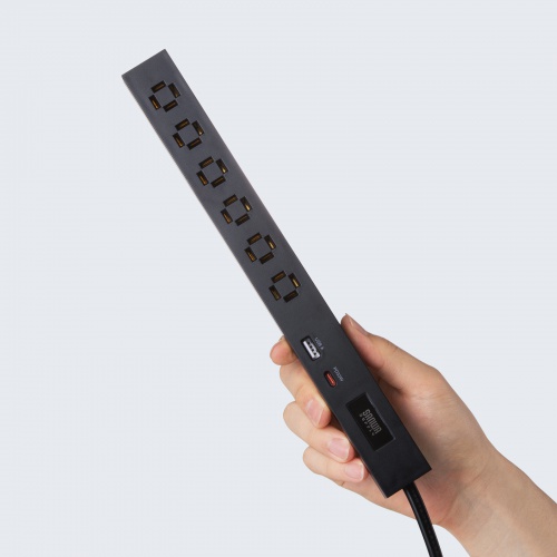 TAP-SLIM6UC-15BK / スリムタップ（AC6個口・A1＋C1・PD33W・1.5m・ブラック）