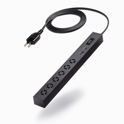 TAP-SLIM6UC-15BK / スリムタップ（AC6個口・A1＋C1・PD33W・1.5m・ブラック）