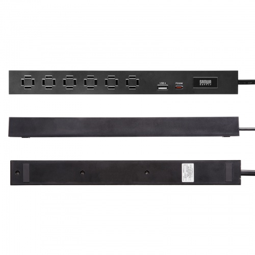 TAP-SLIM6UC-15BK / スリムタップ（AC6個口・A1＋C1・PD33W・1.5m・ブラック）