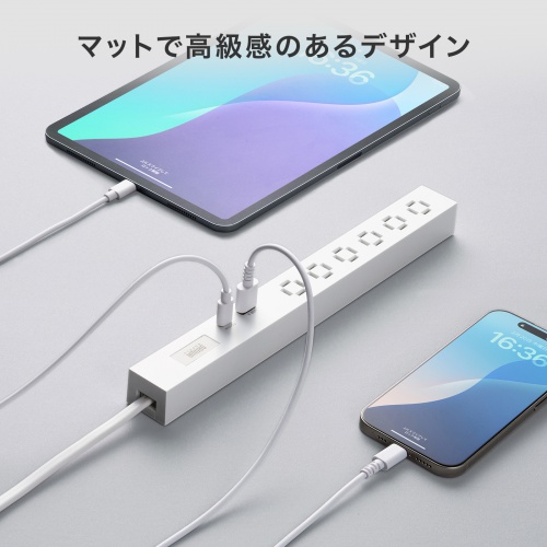TAP-SLIM6UC-15W / スリムタップ（AC6個口・A1＋C1・PD33W・1.5m・ホワイト）
