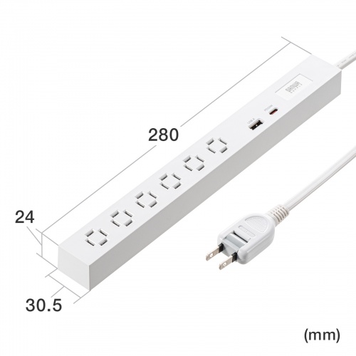 TAP-SLIM6UC-15W / スリムタップ（AC6個口・A1＋C1・PD33W・1.5m・ホワイト）