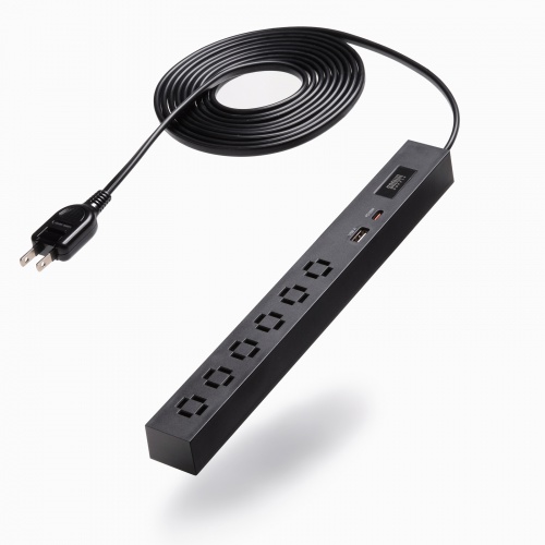 TAP-SLIM6UC-3BK / スリムタップ（AC6個口・A1＋C1・PD33W・3m・ブラック）