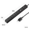 TAP-SLIM6UC-3BK スリムタップ(AC6個口・A1+C1・PD33W・3m・ブラック) TAP-SLIM6UC-3BK / スリムタップ(AC6個口・A1+C1・PD33W・3m・ブラック)