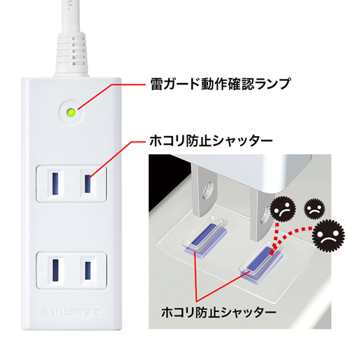 TAP-SP2113MG-1W / 雷ガードタップ（2P・3個口・1m）