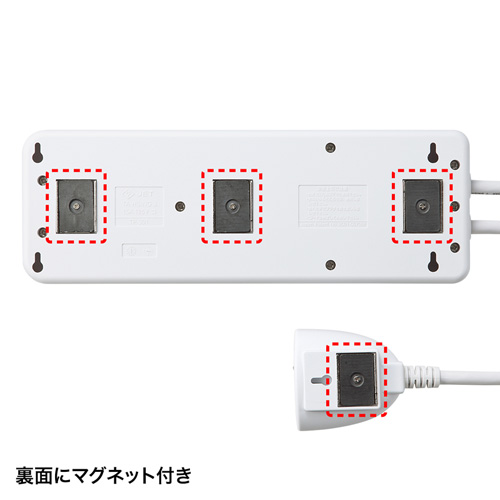 TAP-SP307 / 雷ガードタップ（3P・8個口・2.5m・ホワイト）