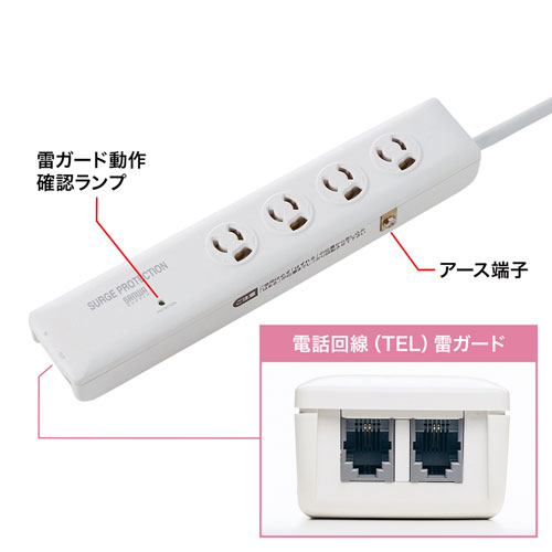 電話回線（TEL）雷ガード搭載