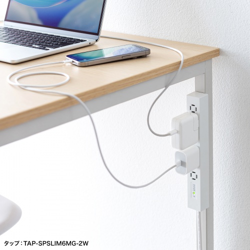 TAP-SPSLIM4MG-2W / スリムタップ(AC4個口・マグネット付き・雷ガード付き)