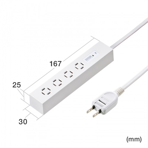TAP-SPSLIM4MG-2W / スリムタップ(AC4個口・マグネット付き・雷ガード付き)
