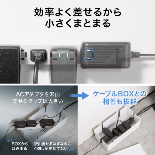 TAP-SPSLIM4MG-2W / スリムタップ(AC4個口・マグネット付き・雷ガード付き)