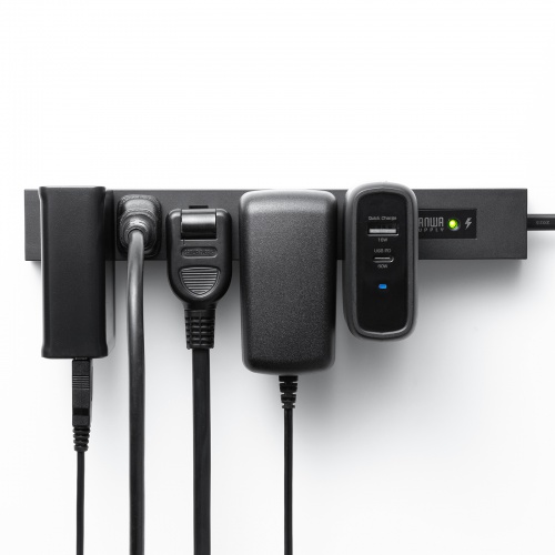 TAP-SPSLIM6MG-2BK / スリムタップ（AC6個口・マグネット付き・雷ガード付き）