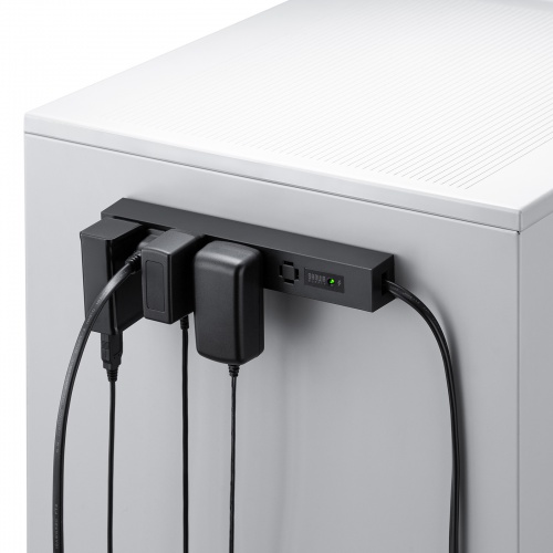 TAP-SPSLIM6MG-2BK / スリムタップ（AC6個口・マグネット付き・雷ガード付き）