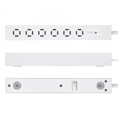 TAP-SPSLIM6MG-2W / スリムタップ(AC6個口・マグネット付き・雷ガード付き)