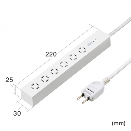 TAP-SPSLIM6MG-2W / スリムタップ(AC6個口・マグネット付き・雷ガード付き)