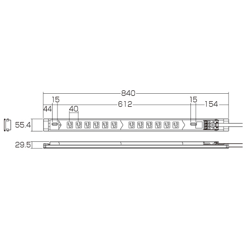 TAP-SV1512 / 19インチサーバーラック用コンセント（15A・3P・12個口・3m）