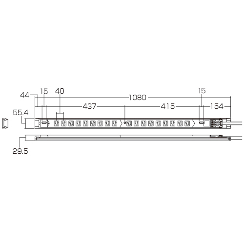 TAP-SV1518 / 19インチサーバーラック用コンセント（15A・3P・18個口・3m）