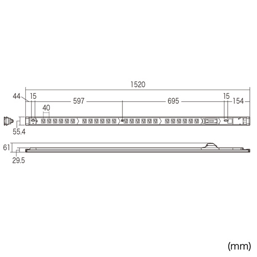 TAP-SV1524B / 19インチサーバーラック用コンセント（15A・3P・24個口・3m）