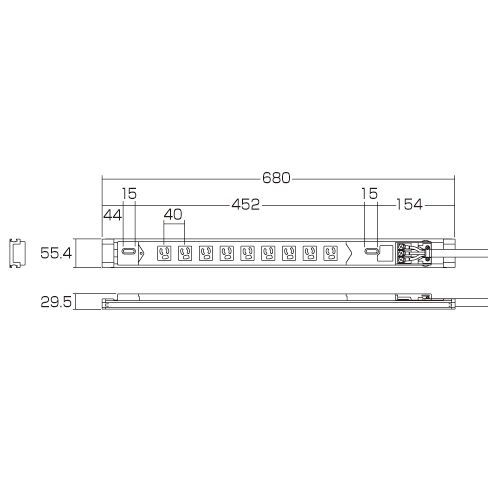 TAP-SV159 / 19インチサーバーラック用コンセント（15A・3P・9個口・3m）
