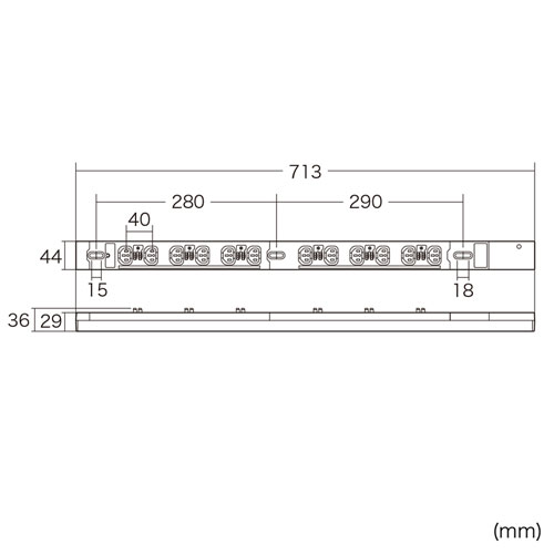 TAP-SV22012LK / 19インチサーバーラック用コンセント 200V（20A）抜け防止ロック機能付き（IEC C13・12個口・3m）