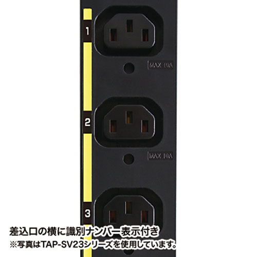 TAP-SV22012LK / 19インチサーバーラック用コンセント 200V（20A）抜け防止ロック機能付き（IEC C13・12個口・3m）