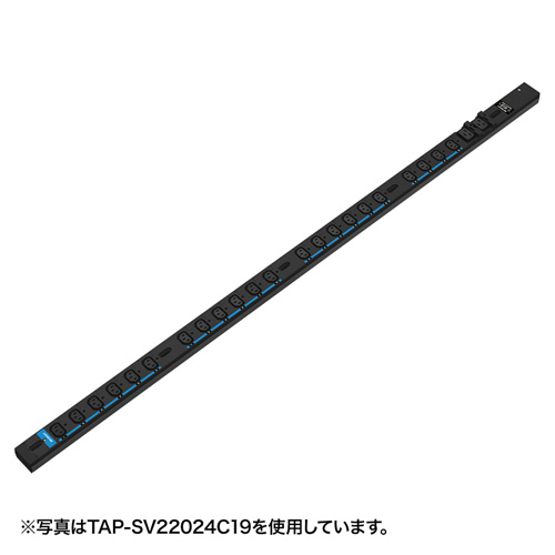 TAP-SV22020C19 / 19インチサーバーラック用コンセント（スリムサイズ・200V・20A・IEC C19×2個口＋IEC C13×18個口・3m）