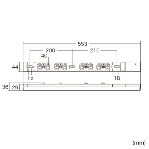 TAP-SV2208LK / 19インチサーバーラック用コンセント 200V（20A）抜け防止ロック機能付き（IEC C13・8個口・3m）