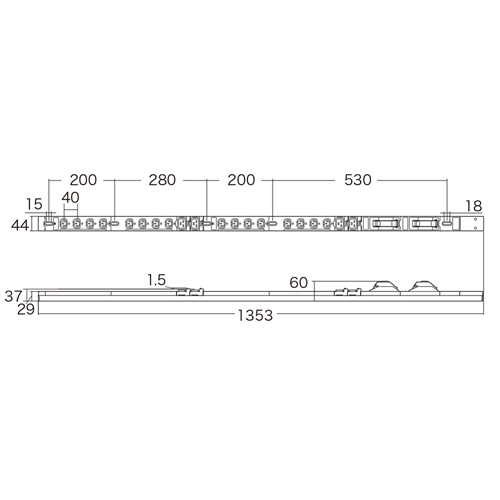 TAP-SV23020C19 / 19インチサーバーラック用コンセント（スリムサイズ・200V・30A・IEC C19×4個口＋IEC C13×16個口・3m）