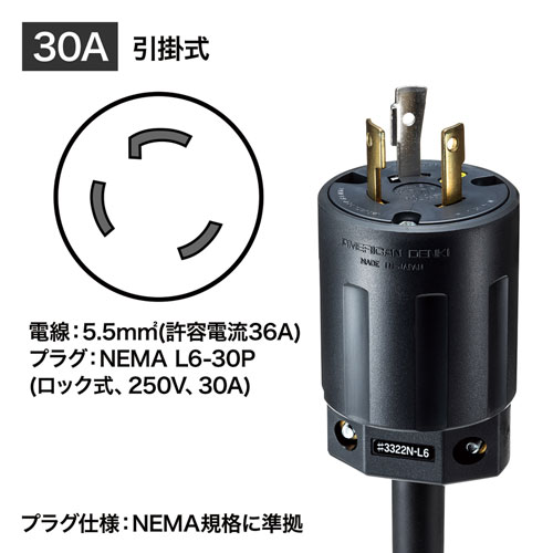 TAP-SV23024C19 / 19インチサーバーラック用コンセント（スリムサイズ・200V・30A・IEC C19×4個口＋IEC C13×20個口・3m）