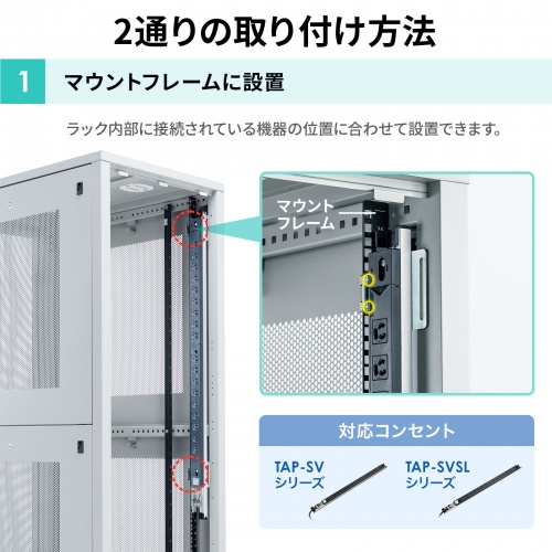 TAP-SVSET2 / サーバーラック用コンセント専用取り付け金具