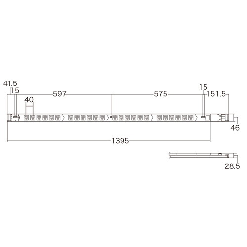 TAP-SVSL1524 / 19インチサーバーラック用コンセント（100V・15A・スリムタイプ・3P・24個口・3m）