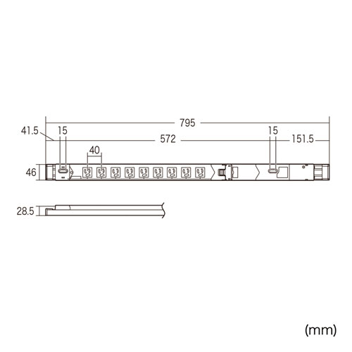 TAP-SVSL159BN / 19インチサーバーラック用コンセント(15A)