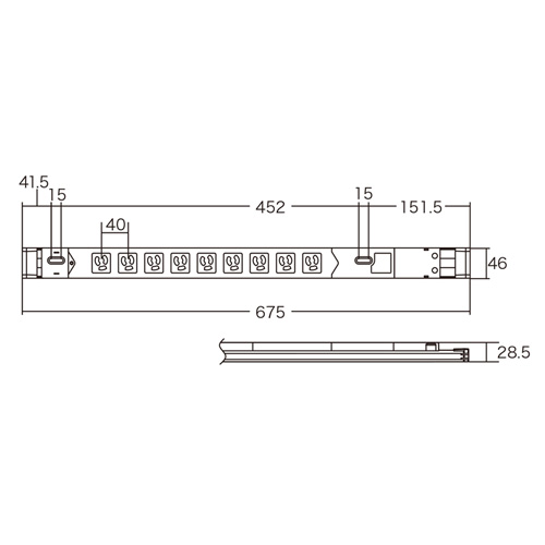 TAP-SVSL159 / 19インチサーバーラック用コンセント（100V・15A・スリムタイプ・3P・9個口・3m）