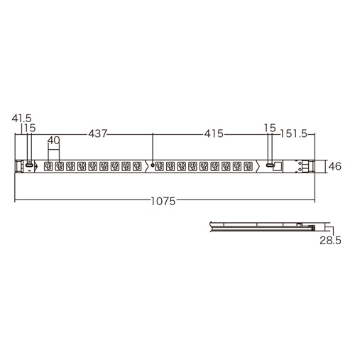 TAP-SVSL2018 / 19インチサーバーラック用コンセント（100V・20A・スリムタイプ・3P・18個口・3m）