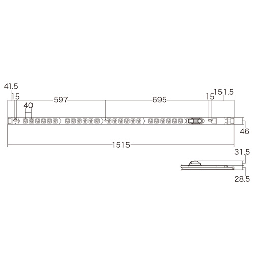 TAP-SVSL2024B / 19インチサーバーラック用コンセント（100V・20A・スリムタイプ・3P・24個口・3m）