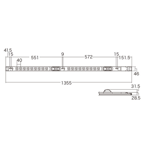 TAP-SVSL3018B20 / 19インチサーバーラック用コンセント（スリムタイプ・100V・30A・3P・18個口・3m）