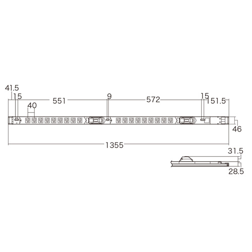 TAP-SVSL3018B / 19インチサーバーラック用コンセント（100V・30A・スリムタイプ・3P・18個口・3m）