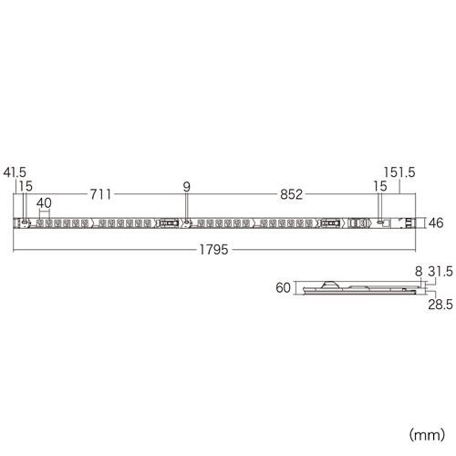 TAP-SVSL3024AN / 19インチサーバーラック用コンセント（電流表示機能付き・30A・3P・24個口・3m）