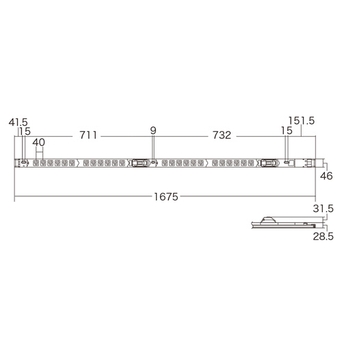 TAP-SVSL3024B20 / 19インチサーバーラック用コンセント（スリムタイプ・100V・30A・3P・24個口・3m）