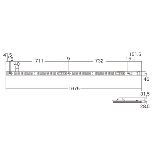 TAP-SVSL3024B / 19インチサーバーラック用コンセント（100V・30A・スリムタイプ・3P・24個口・3m）