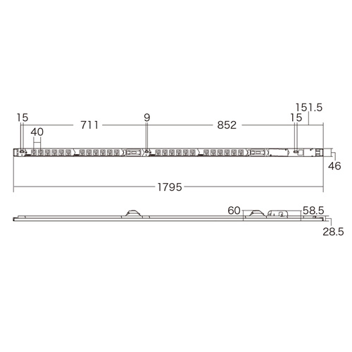 TAP-SVSL3024C / 19インチサーバーラック用コンセント（スリムタイプ・電流計測付き・100V・30A・3P・24個口・3m）