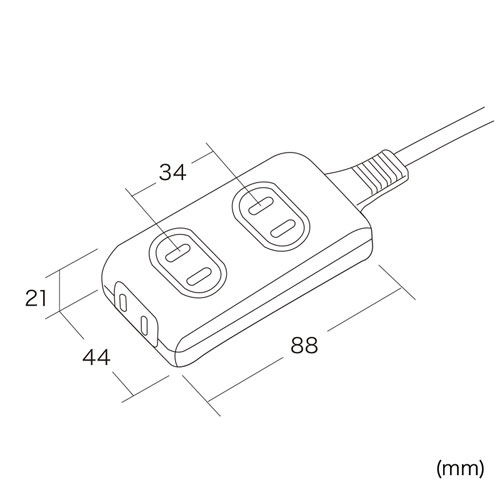 TAP-TSH32N / 火災予防安全タップ（2P・3個口・2m・ホワイト）