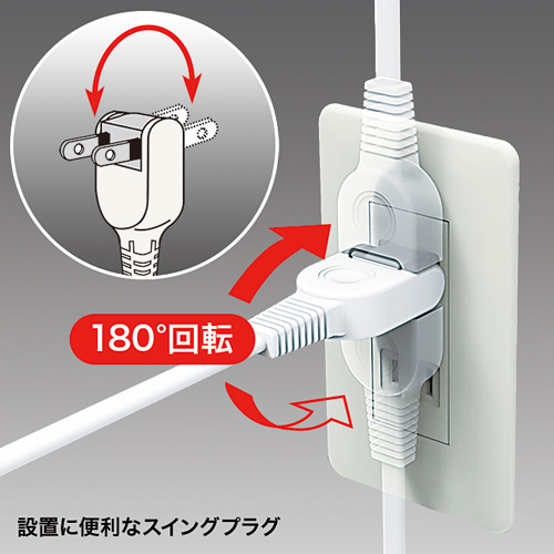 TAP-TSH35N / 火災予防安全タップ（2P・3個口・5m・ホワイト）