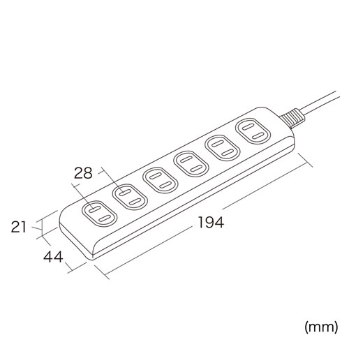 TAP-TSH610N / 火災予防安全タップ（2P・6個口・10m・ホワイト）