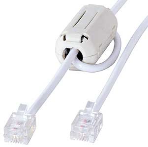 TEL-FC-3 / フェライトコア付ツイストモジュラーケーブル（3m）