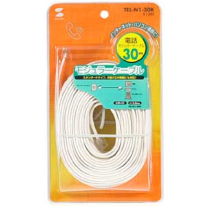 TEL-N1-30K / モジュラーケーブル（白・30m）